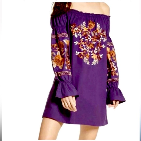 Free People Dresses & Skirts - Free people dress large flowers leaves rich purple